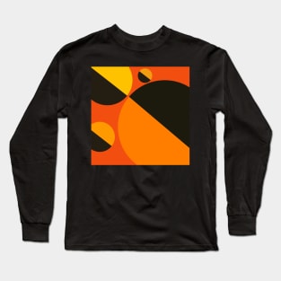 orange and black geometric circle design Long Sleeve T-Shirt